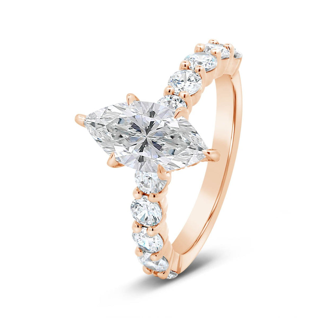 Six Prongs Diamond Engagement Ring with Hidden Halo - YJC6011R-MQ - The Diamond Guys