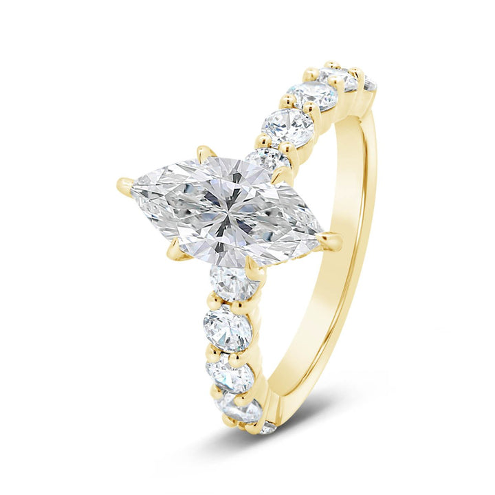 Six Prongs Diamond Engagement Ring with Hidden Halo - YJC6011R-MQ - The Diamond Guys
