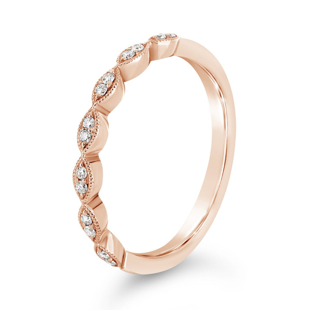 Vintage Inspired Halfway Set Diamond Wedding Band - ARB1306