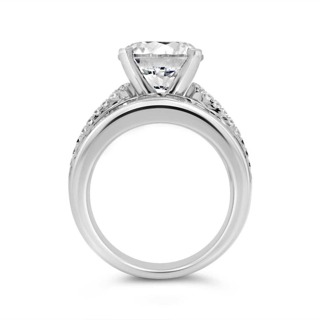 Wide Band Diamond Engagement Ring with Baguettes - YJC3518R - The Diamond Guys