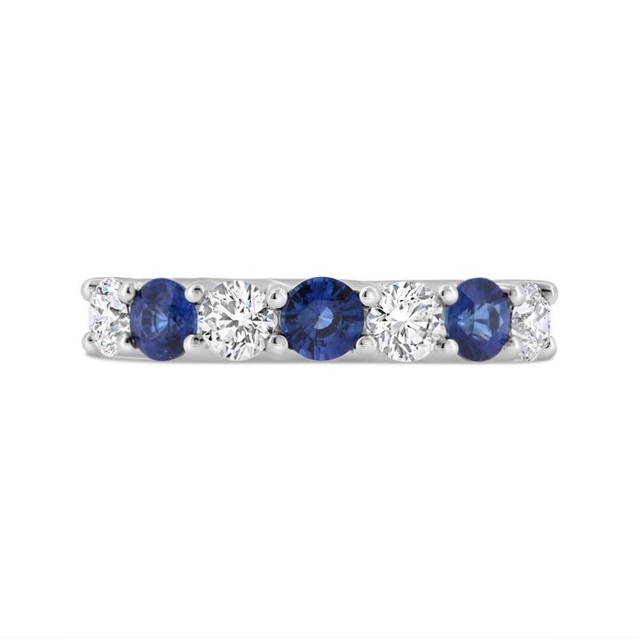 Half Way Set Alternating Blue Saphhire and Diamond Ring