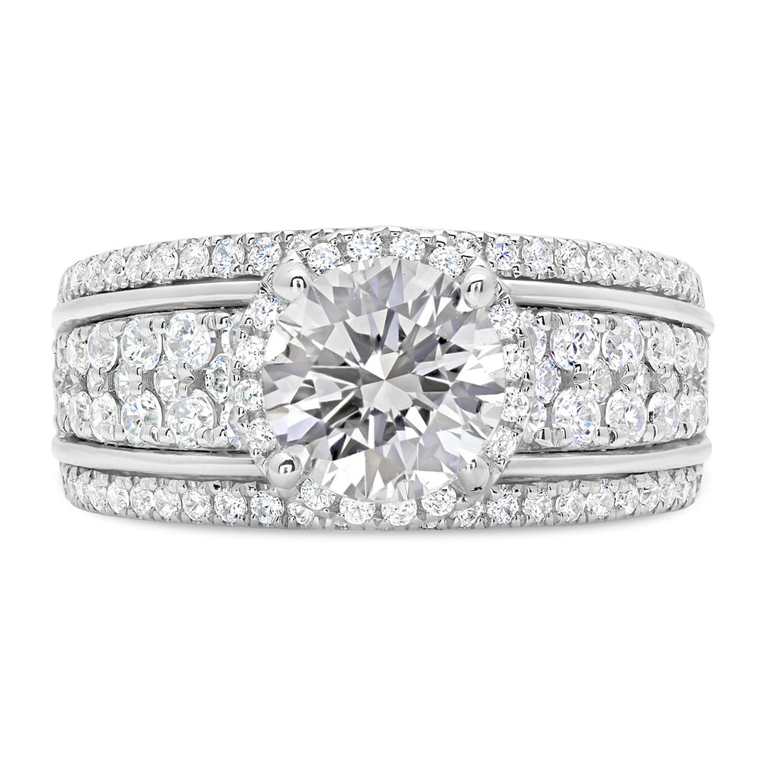 Diamond Halo Engagement Ring with Wide Band