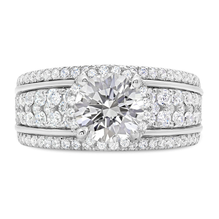Diamond Halo Engagement Ring with Wide Band