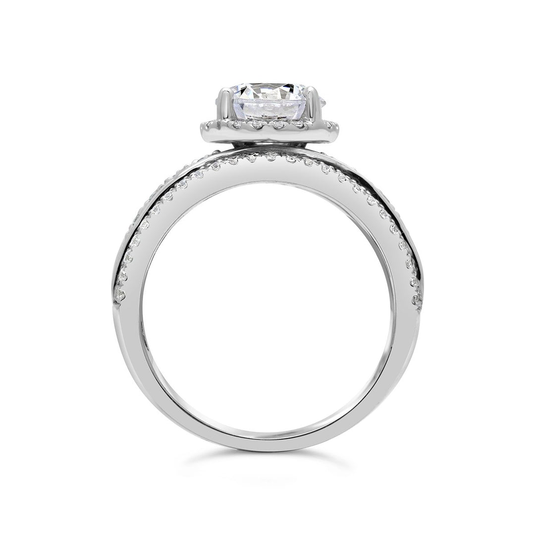 Diamond Halo Engagement Ring with Wide Band