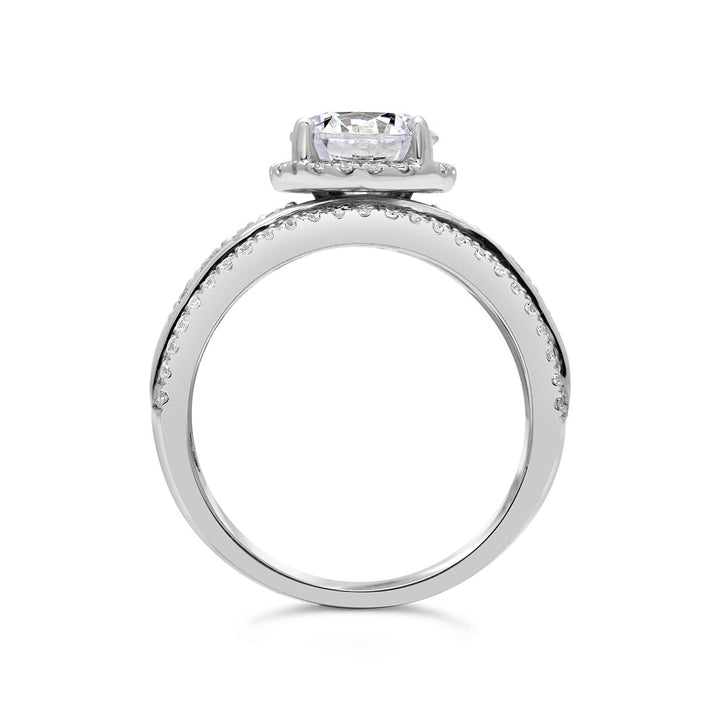 Diamond Halo Engagement Ring with Wide Band