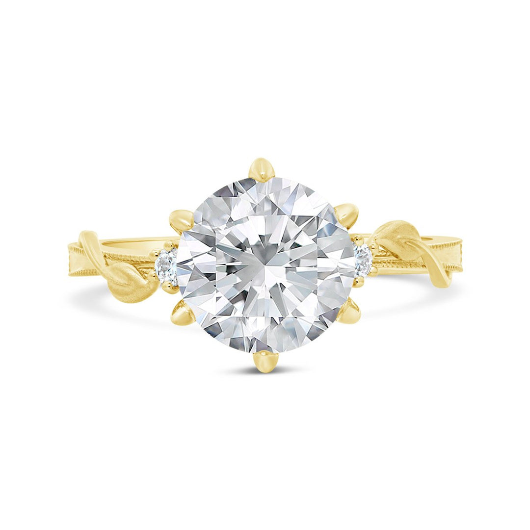Six Prongs Leaf Shaped Diamond Engagement Ring - R5480C/R4