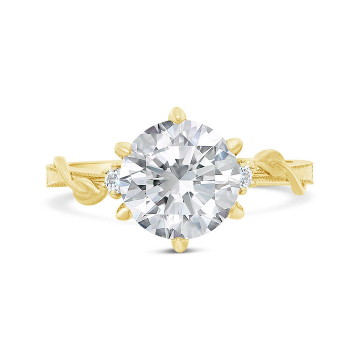 Six Prongs Leaf Shaped Diamond Engagement Ring - R5480C/R4