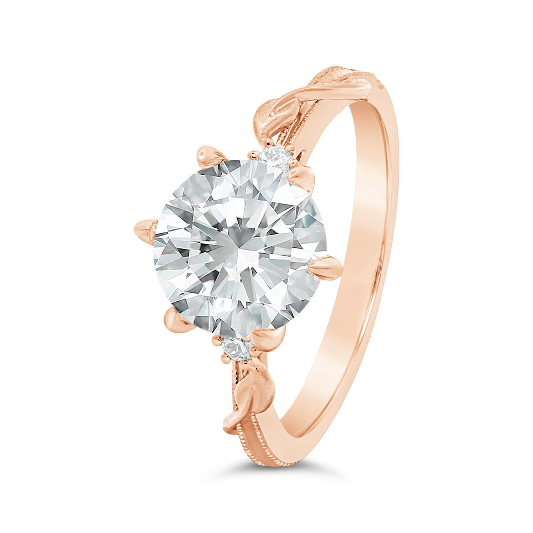 Six Prongs Leaf Shaped Diamond Engagement Ring - R5480C/R4