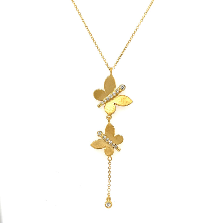 Yellow Gold Marika Desert Gold Double Butterfly Diamond Necklace - MDG8647