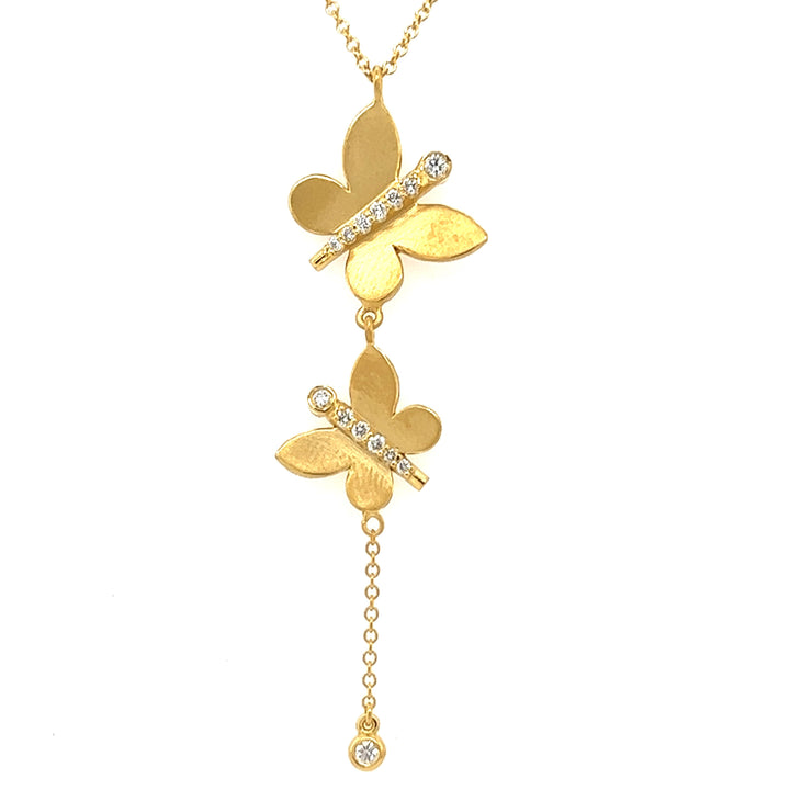 Yellow Gold Marika Desert Gold Double Butterfly Diamond Necklace - MDG8647