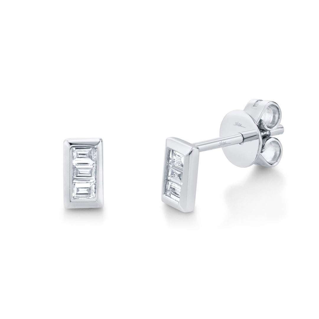 Shy Creation Diamond Baguette Bezel Set Earrings - The Diamond Guys