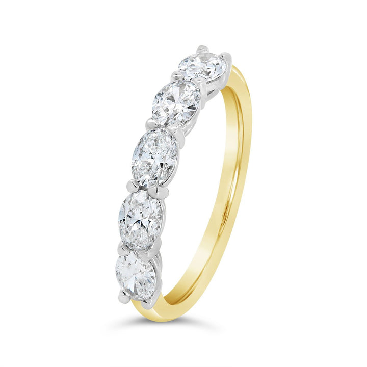 18K Yellow & White Gold East To West Set Oval Diamond Band