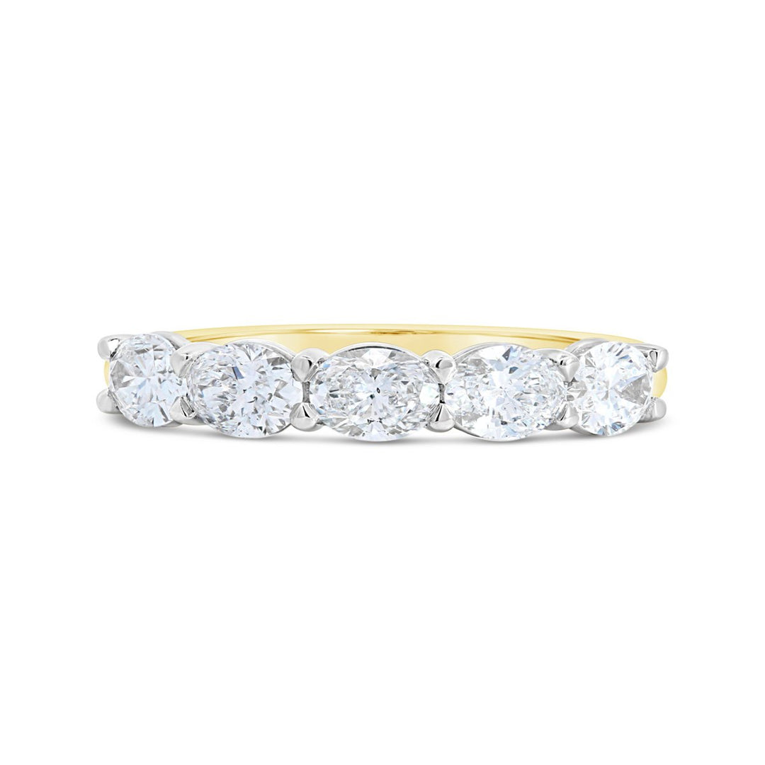 18K Yellow & White Gold East To West Set Oval Diamond Band