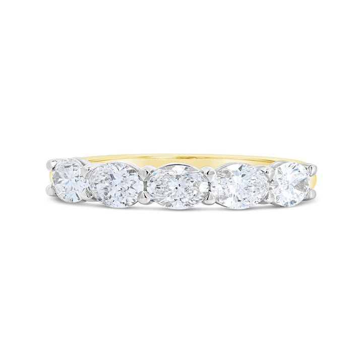 18K Yellow & White Gold East To West Set Oval Diamond Band