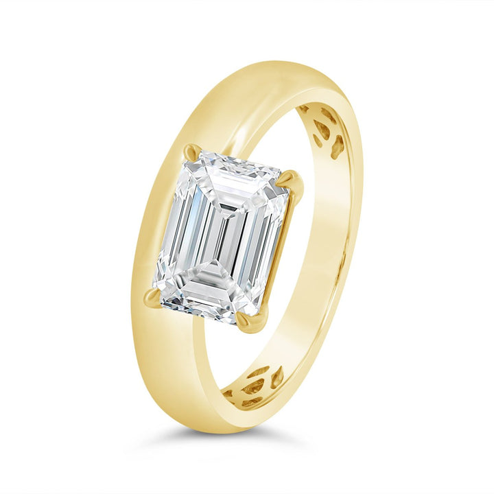 Lab Grown Diamond Set in Modern Wide Band Solitaire
