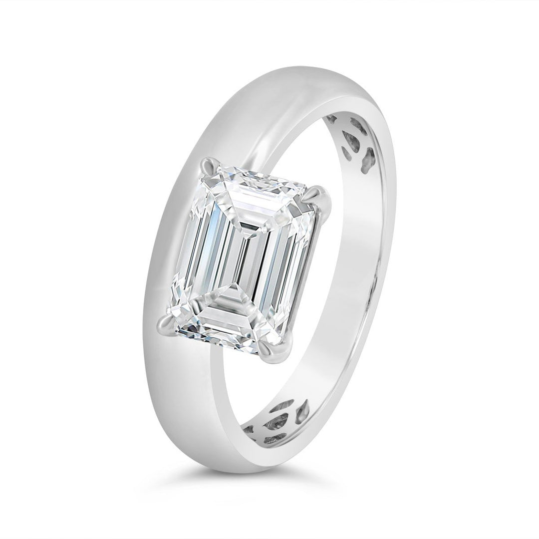 Lab Grown Diamond Set in Modern Wide Band Solitaire