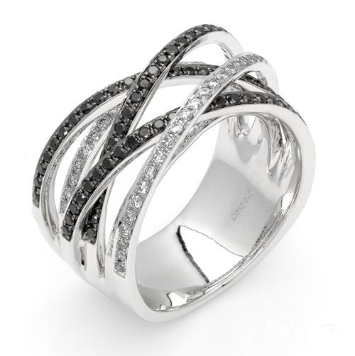 White Gold Diamond & Black Diamond Ring - IJ12764R - The Diamond Guys