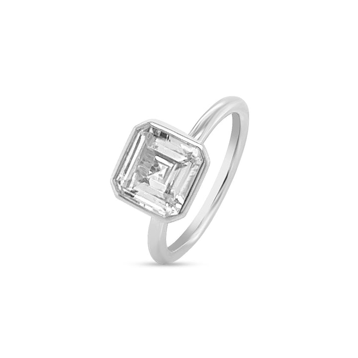 Bezel Set Asscher Cut Solitaire Engagement Ring