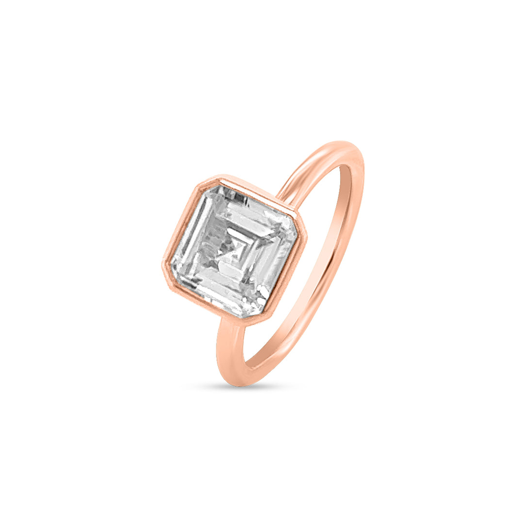 Bezel Set Asscher Cut Solitaire Engagement Ring