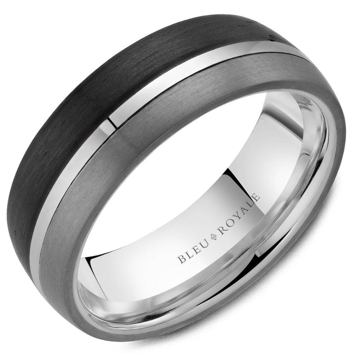 Gold, Forged Carbon & Tantalum  Men's 7.5mm Wide Bleu Royale Wedding Band - RYL-203RBT75 - The Diamond Guys