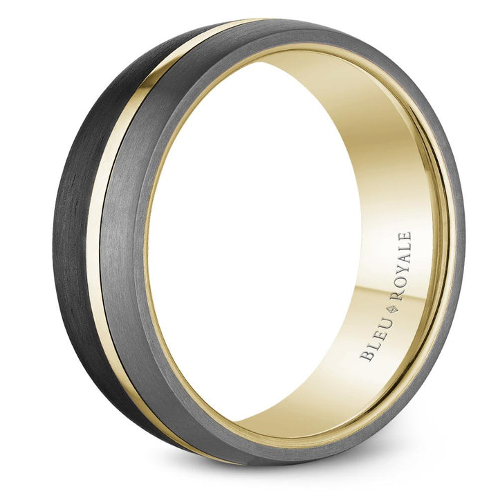 Gold, Forged Carbon & Tantalum  Men's 7.5mm Wide Bleu Royale Wedding Band - RYL-203RBT75 - The Diamond Guys