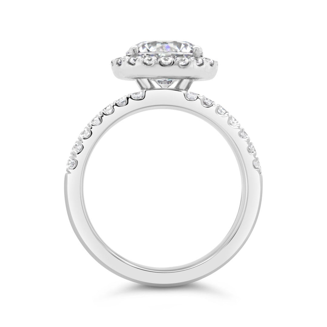 Wide Band Three Row Halo Diamond Engagement Ring - YJA0159R