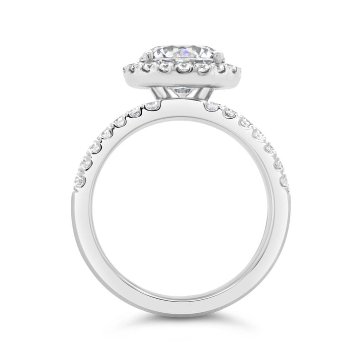 Wide Band Three Row Halo Diamond Engagement Ring - YJA0159R