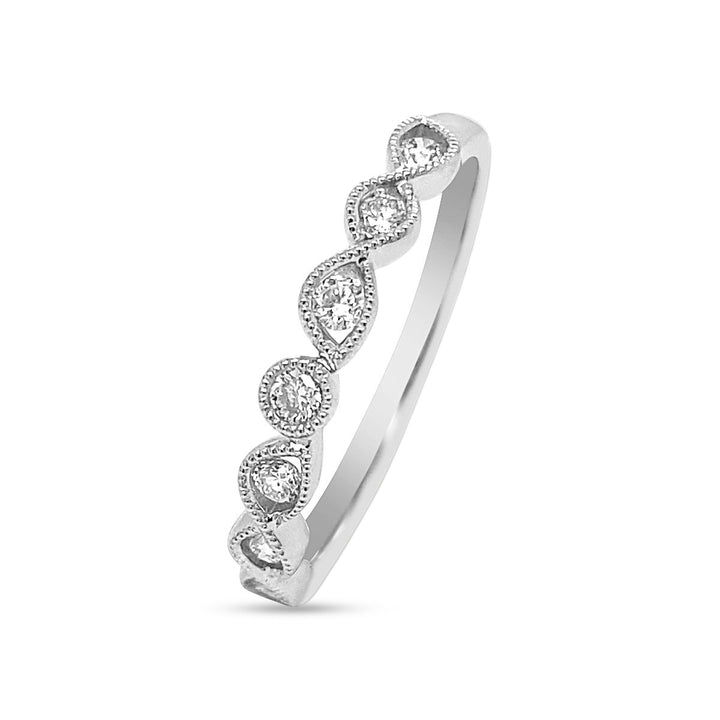 White Gold Diamond Bezel Set Band with Milgrain Finish - GSR1395-B - The Diamond Guys