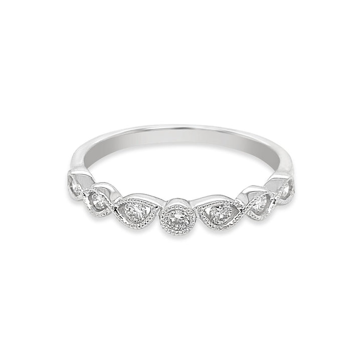 White Gold Diamond Bezel Set Band with Milgrain Finish - GSR1395-B - The Diamond Guys