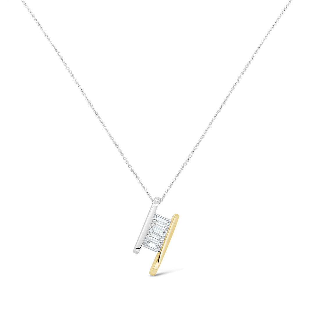 Lab Grown Diamond Tension Set Two Tone Necklace - AV-1031PS