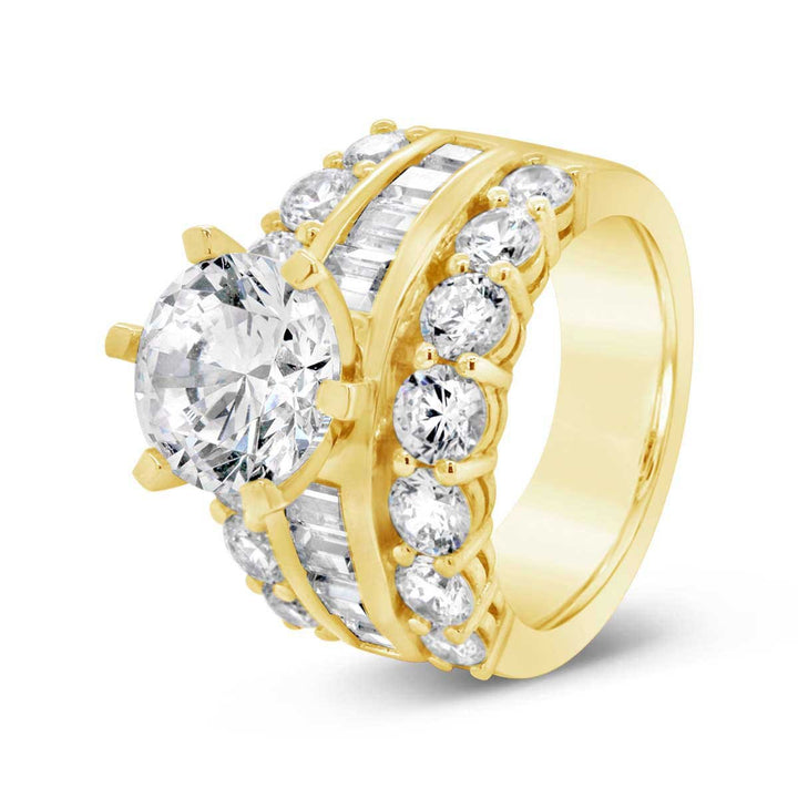 Wide Band Six prongs Diamond Engagement Ring - YJC3516R