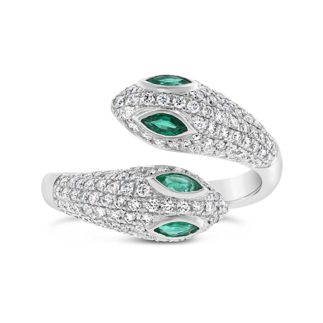 Snake Diamond & Emerald Ring - RN5849WE1 - The Diamond Guys