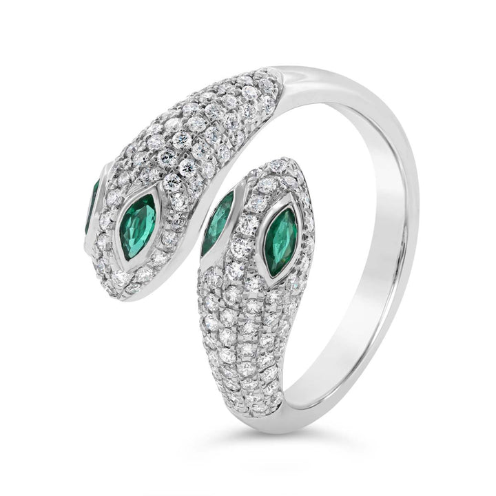 Snake Diamond & Emerald Ring - RN5849WE1 - The Diamond Guys