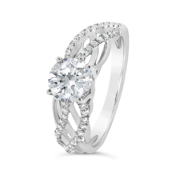 Cross Over Diamond Engagement Ring - PD504893