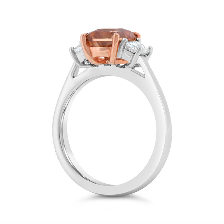 Honey Zircon & Diamond Three Stone Ring - The Diamond Guys