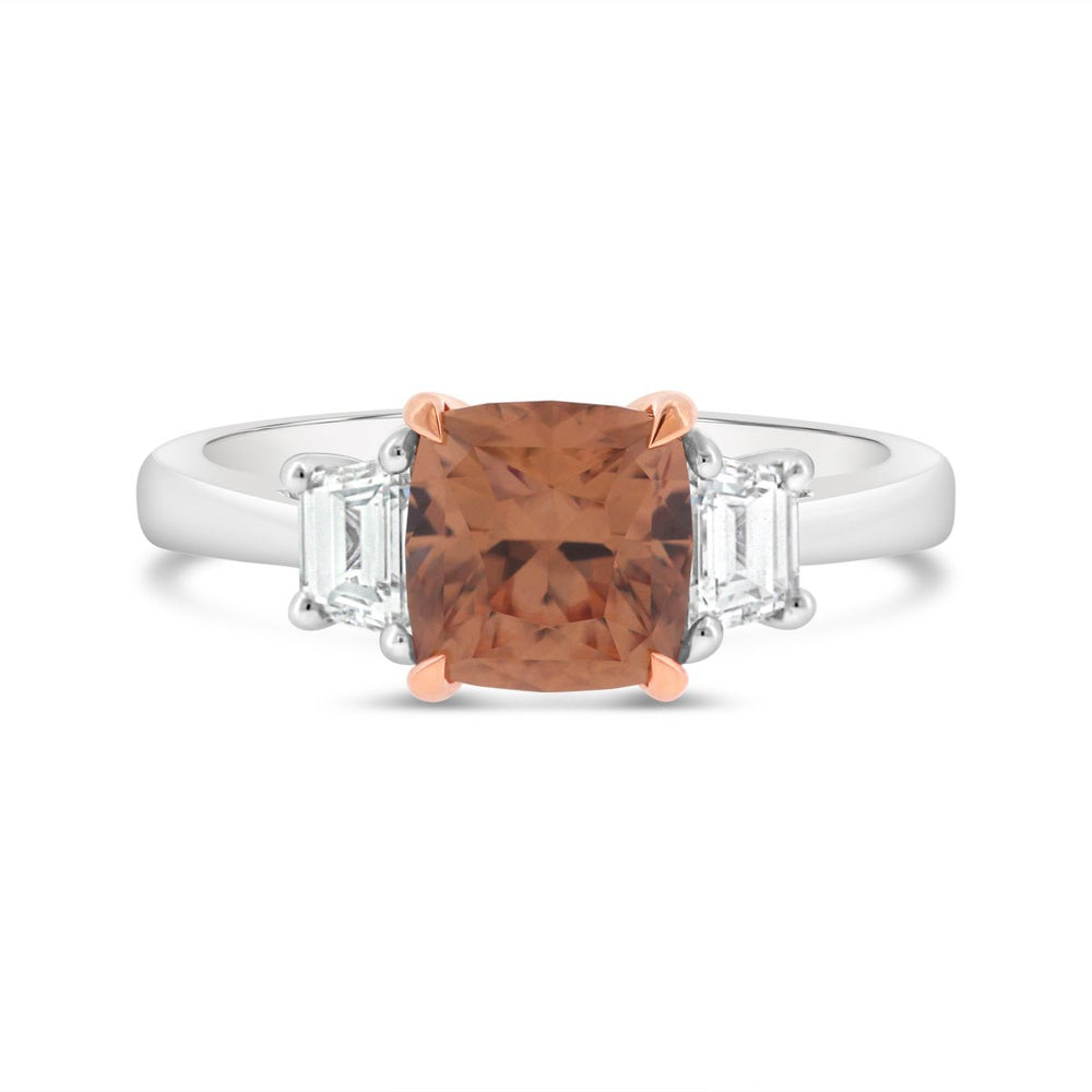 Honey Zircon & Diamond Three Stone Ring - The Diamond Guys