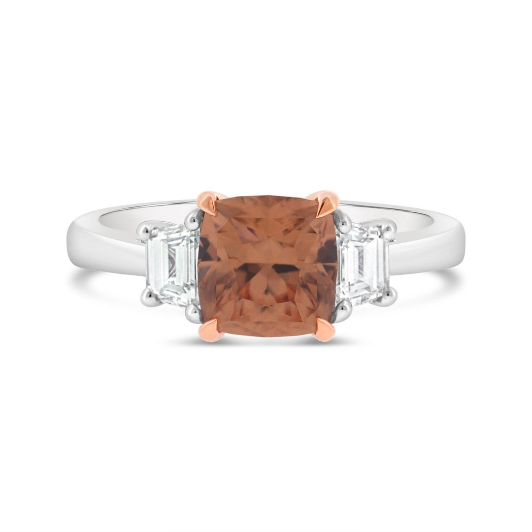Honey Zircon & Diamond Three Stone Ring - The Diamond Guys