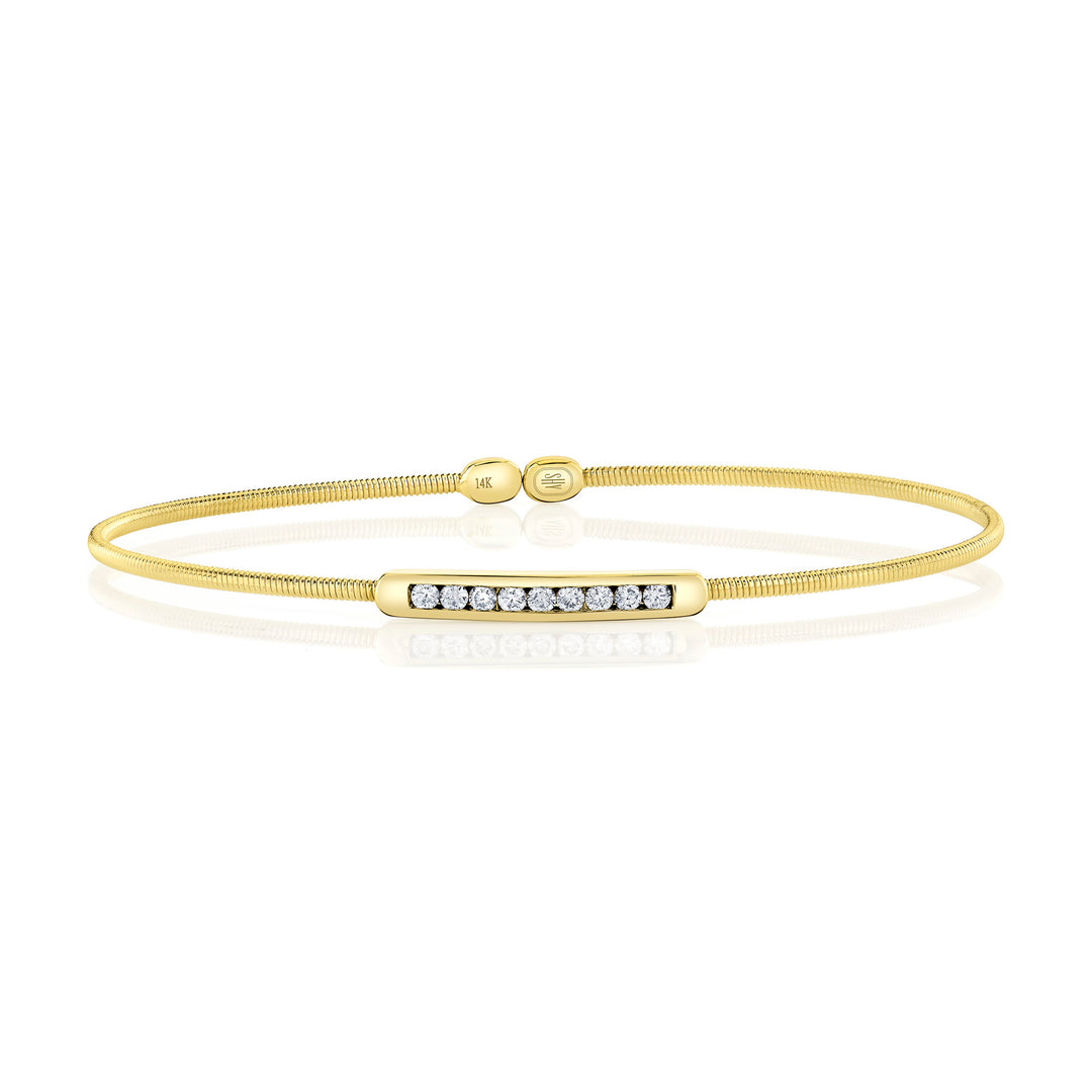Shy Creation Channel Set Diamond Open Flexy Bracelet