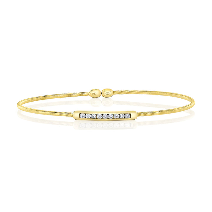 Shy Creation Channel Set Diamond Open Flexy Bracelet