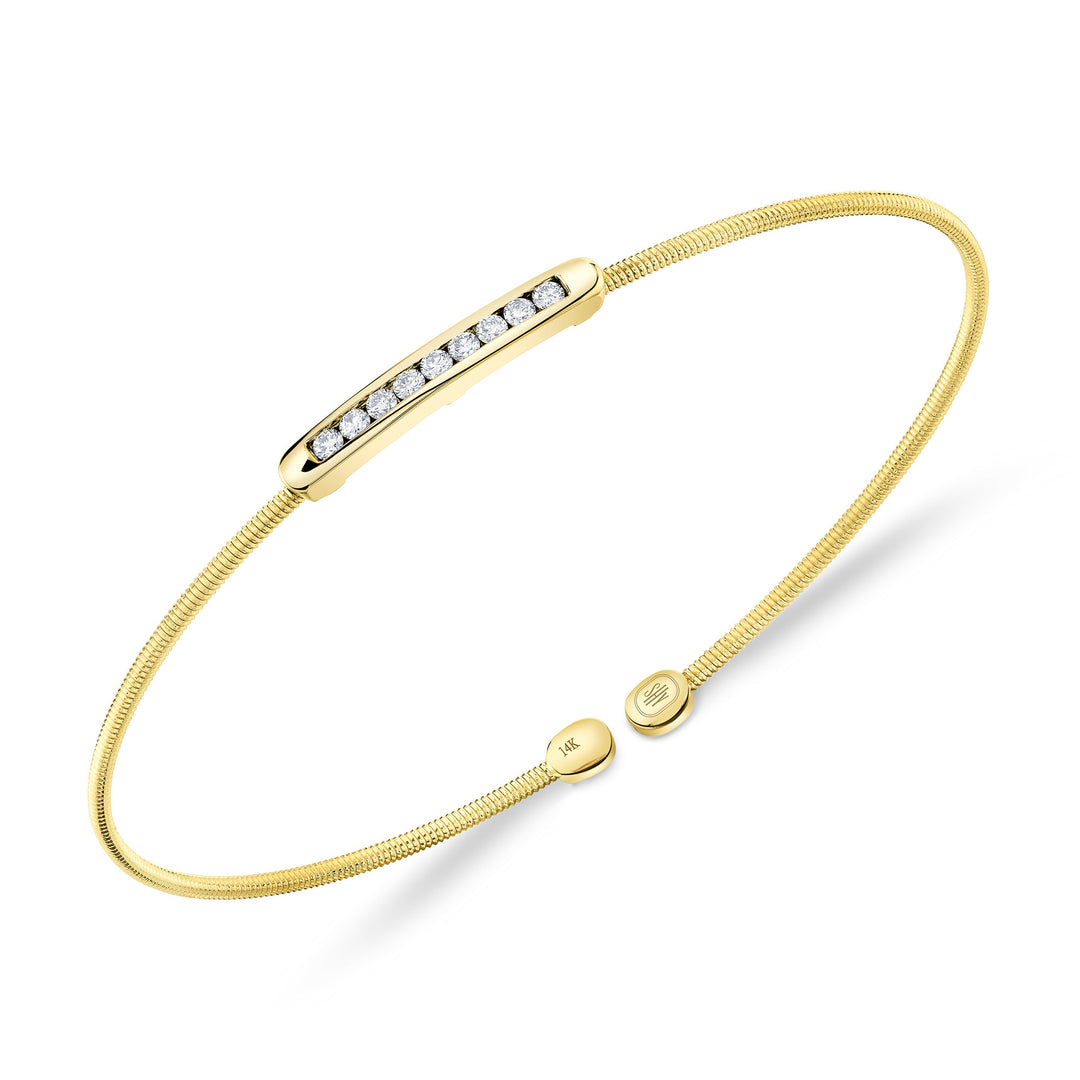 Shy Creation Channel Set Diamond Open Flexy Bracelet