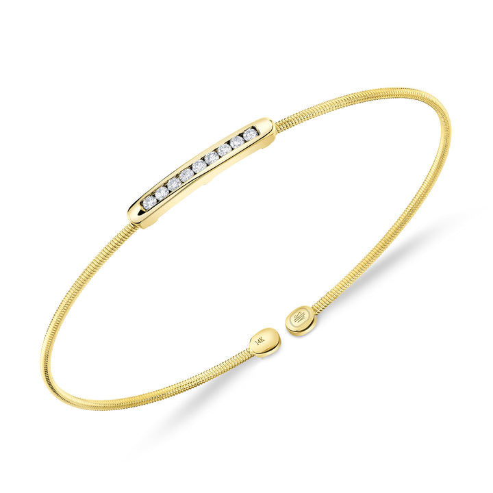 Shy Creation Channel Set Diamond Open Flexy Bracelet