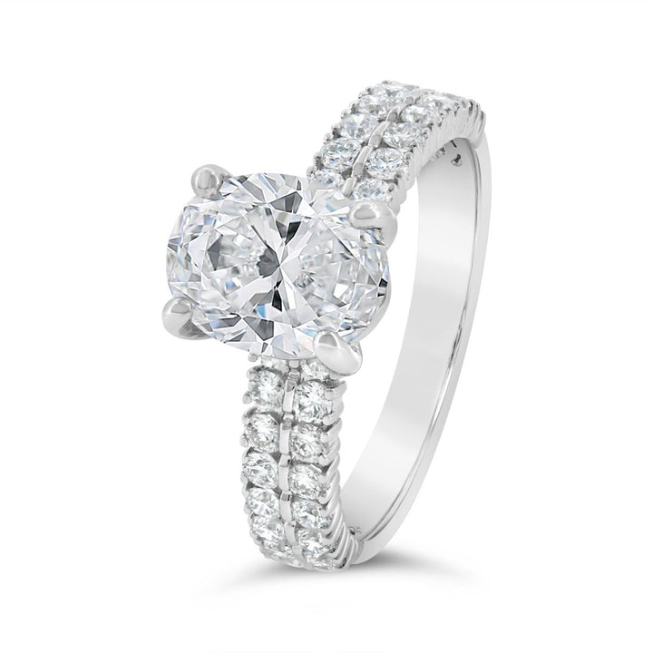 Double Row Diamond Engagement Ring - GR0543-OV