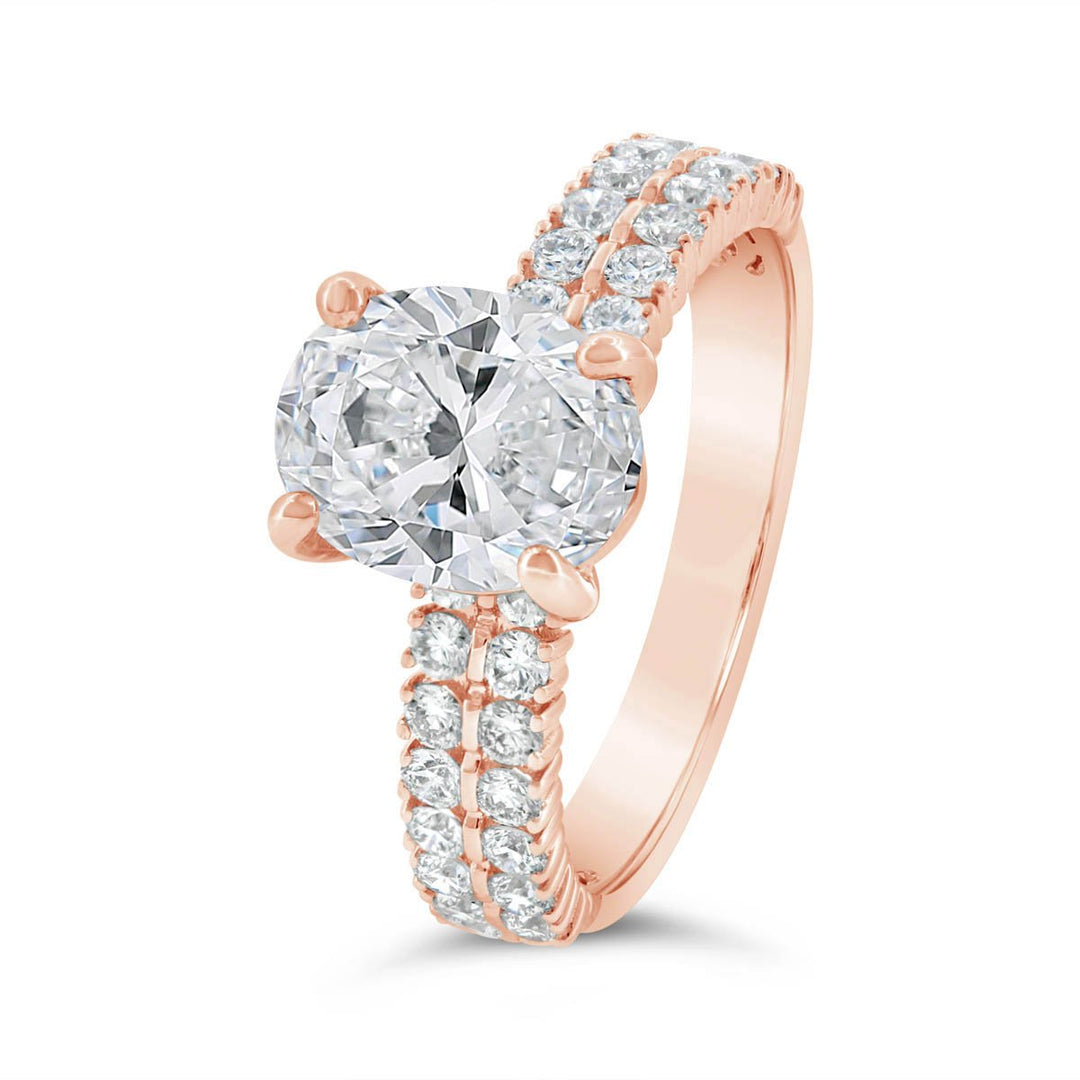 Double Row Diamond Engagement Ring - GR0543-OV