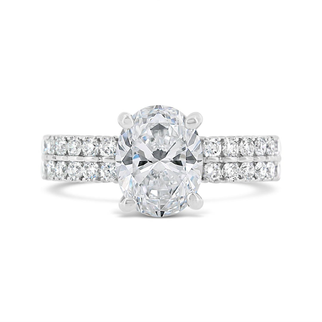 Double Row Diamond Engagement Ring - GR0543-OV