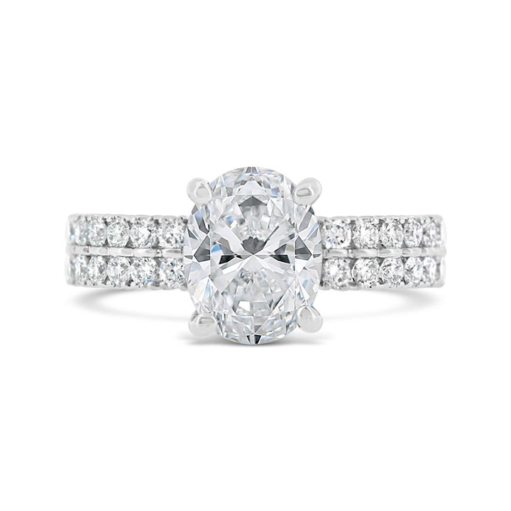 Double Row Diamond Engagement Ring - GR0543-OV