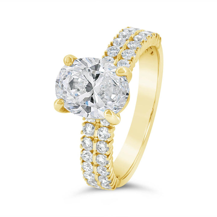 Double Row Diamond Engagement Ring - GR0543-OV