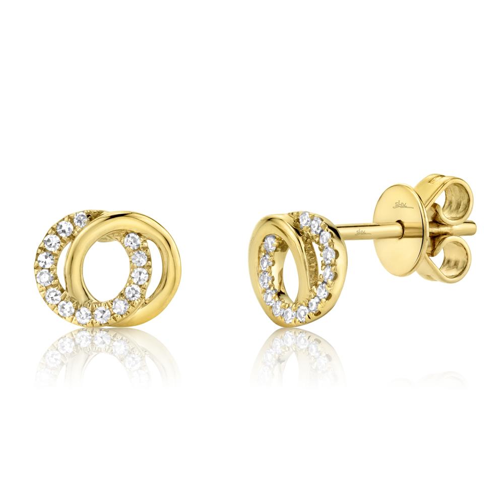 14K Yellow Gold  Shy Creations Diamond Love Knot Circle Earrings, 0.09 ct G/H SI - The Diamond Guys