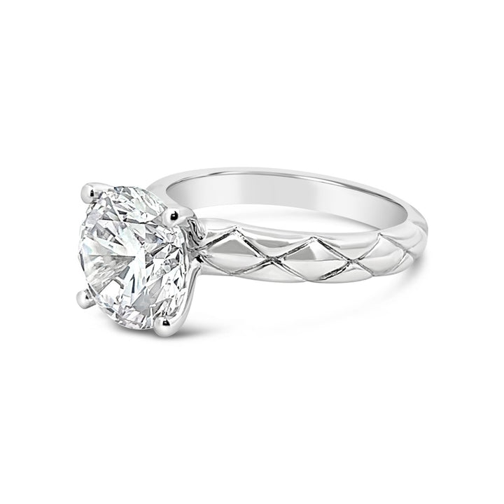 One Piece Casting Engagement Ring with Etched Design - The Diamond Guys
