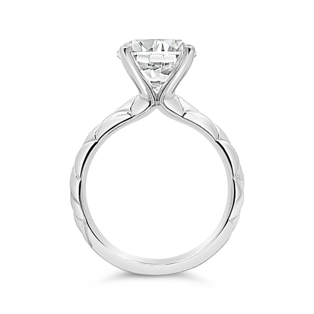 One Piece Casting Engagement Ring with Etched Design - The Diamond Guys