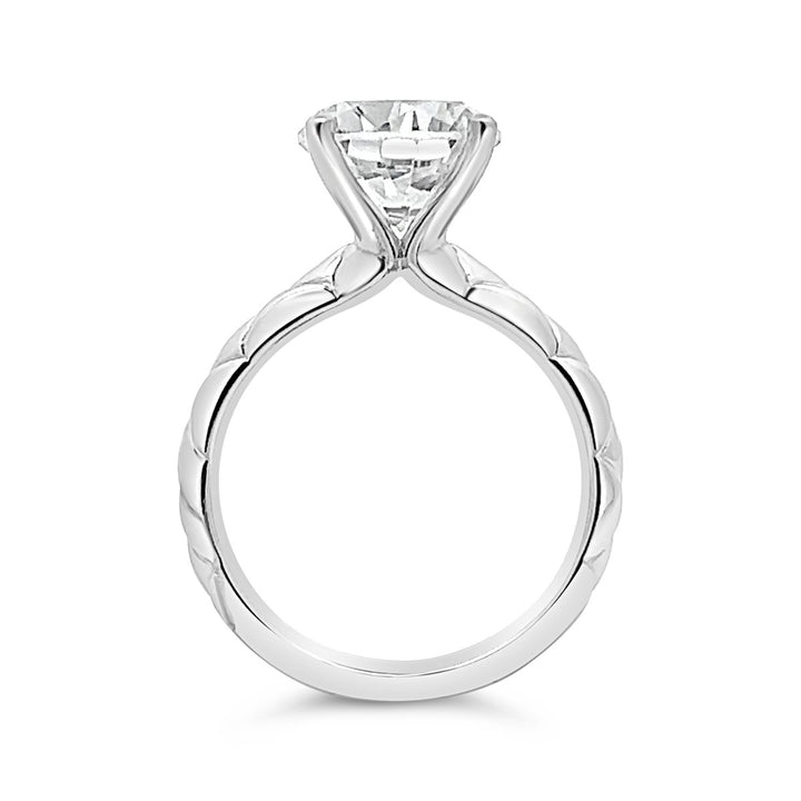 One Piece Casting Engagement Ring with Etched Design - The Diamond Guys